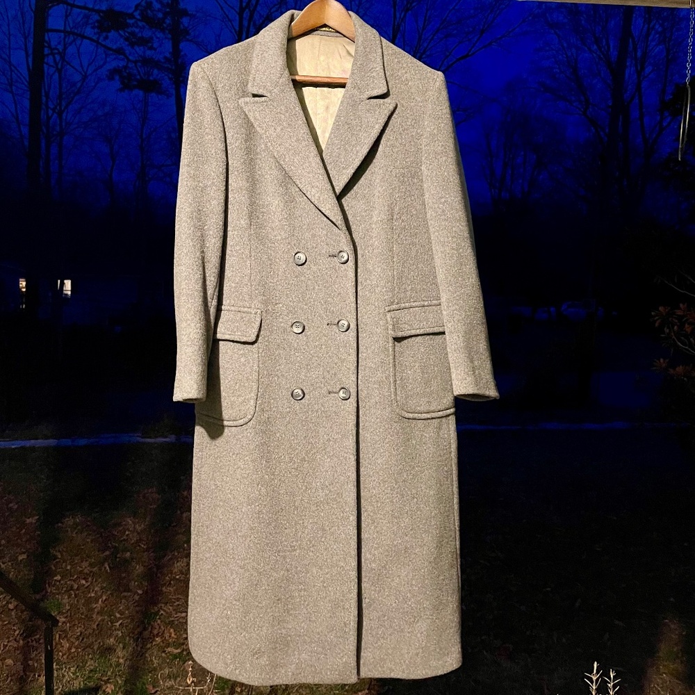 Vintage Double Breasted Wool Overcoat Peaked Lapel Made in Yugoslavia